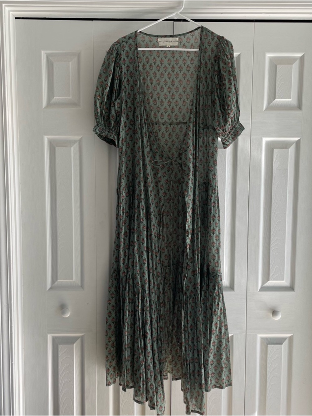 Daughters of India Zuri Wrap Dress Sage Size Small Womens - Picture 4 of 13